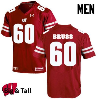 Men's Wisconsin Badgers NCAA #60 Logan Bruss Red Authentic Under Armour Big & Tall Stitched College Football Jersey XL31Z24OI